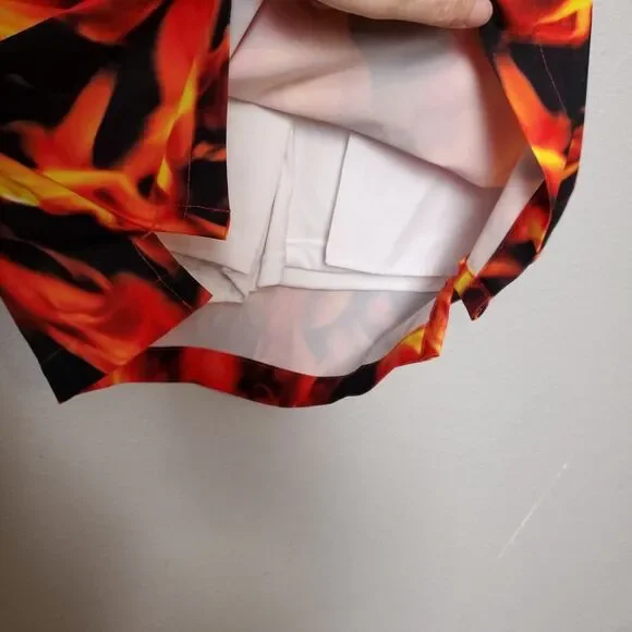 LOUDMOUTH Fire Flames Print Tennis Gold Skort Skirt - Picture 3 of 8